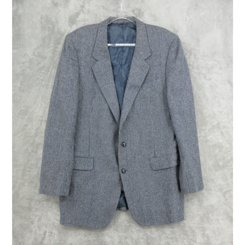 Jerry Leonard Sport Coat Mens Size XL 46 Herringbone Wool Blazer British Tweed